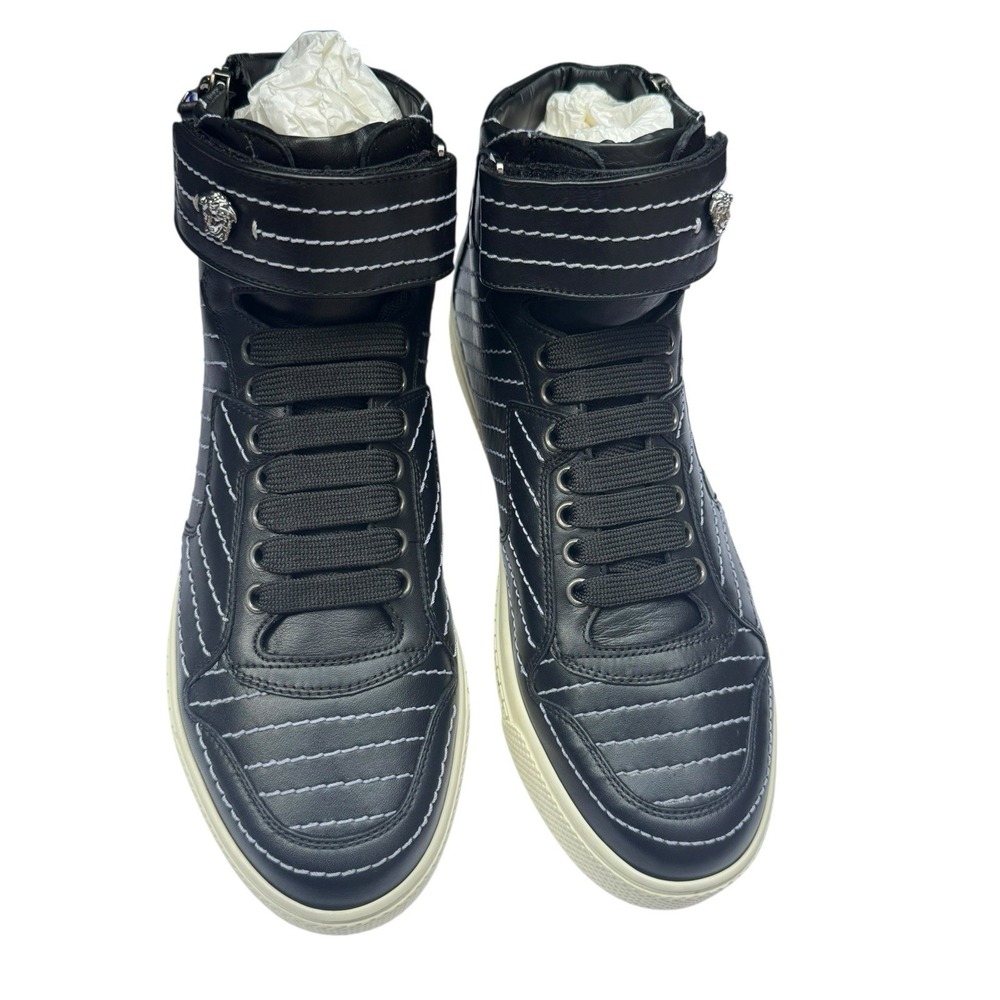 Versace Medusa High-Top Sneakers Black Leather‎ Strap DSU5808 Made in Italy